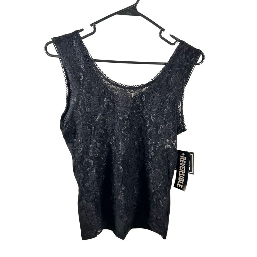 Sears medium m lace shapewear tank reversible nylon black‎